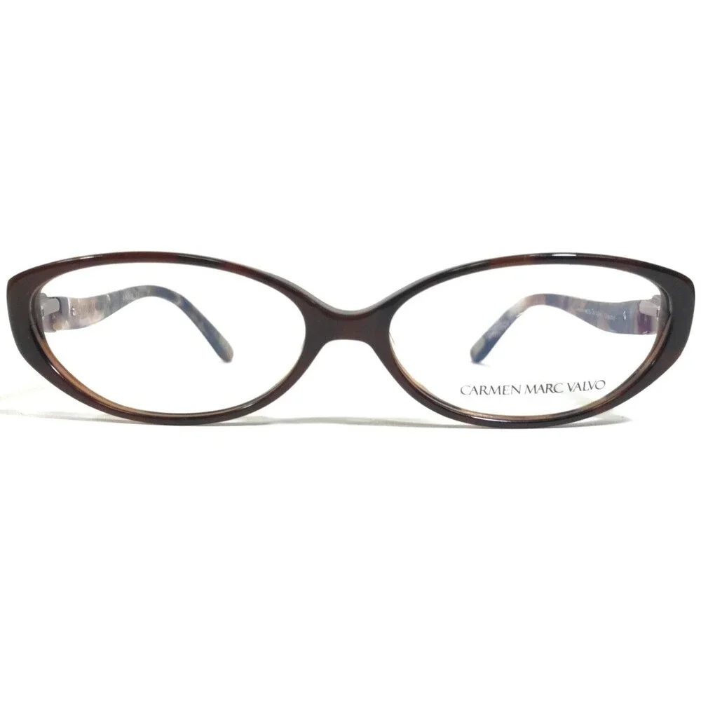 Carmen Marc Valvo Eyeglasses Frames Alexia 022 Chestnut Brown Round 53-14-140